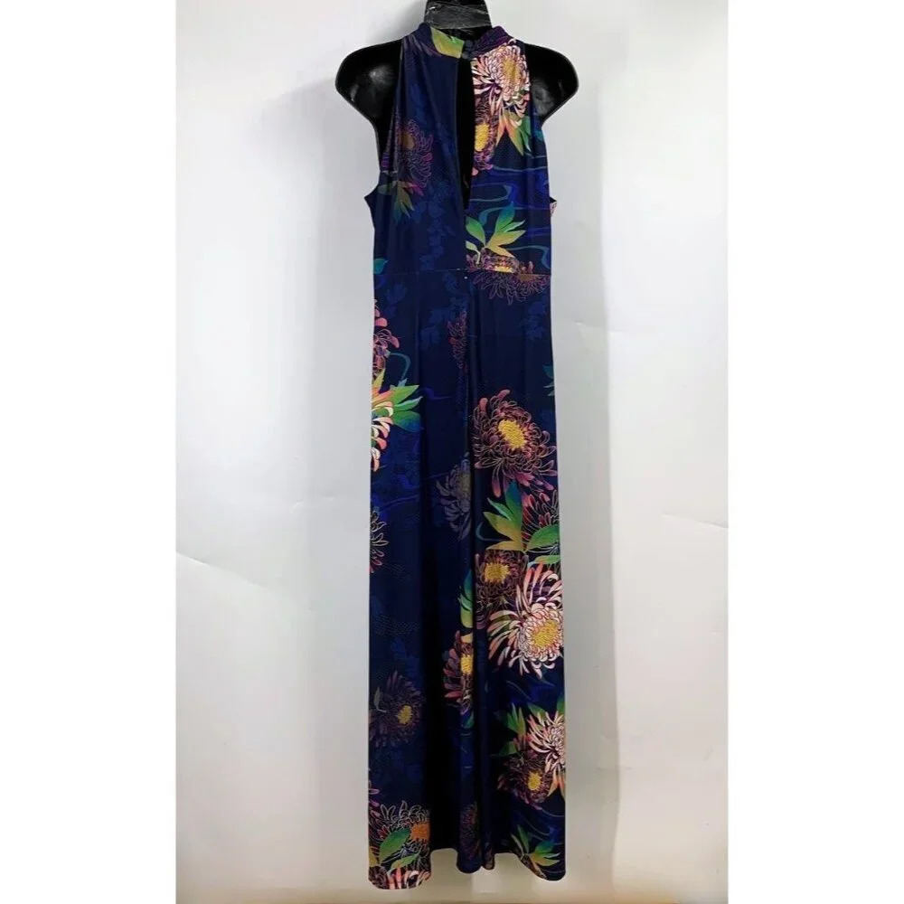 Monsoon Women's Floral Mock Plunge Neck Maxi Dress Size 12 - Picture 2 of 16